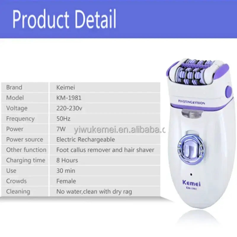 1981 3in1 Electric Women Epilator Hair Removal Tool