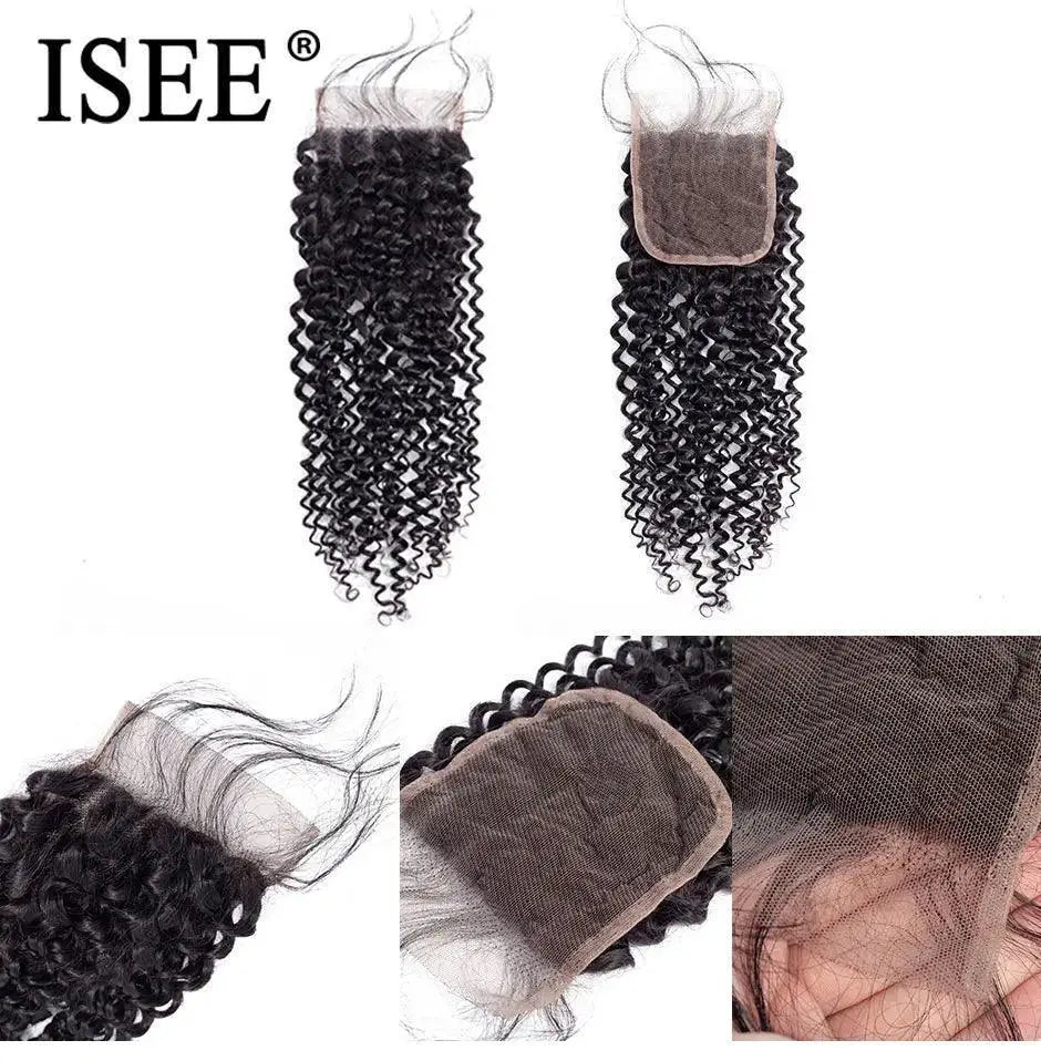 Kinky Curly Lace Closure Premium Human Hair Blend Style