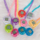 Y2K Electronic Pet Game Pendant Necklace with Rainbow Charms
