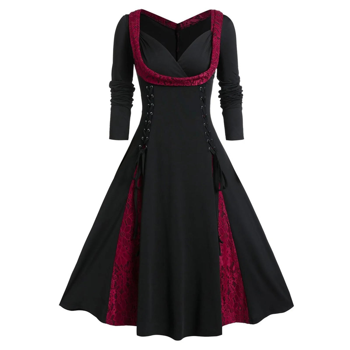 Curve Gothic Lace-Up Sleeve Dress