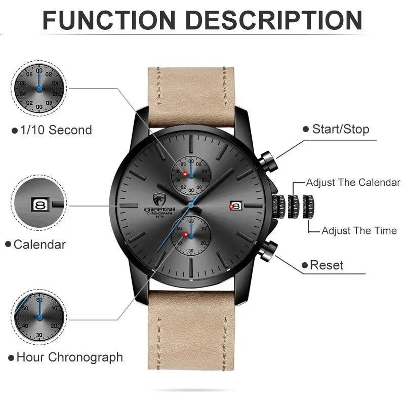 Mens Luxury Chronograph Watch Sleek Timepiece For Style