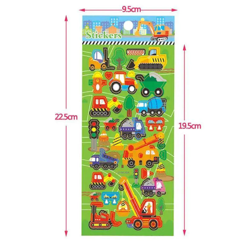 3D Bubble Cartoon Anime Waterproof Traffic Stickers for Kids