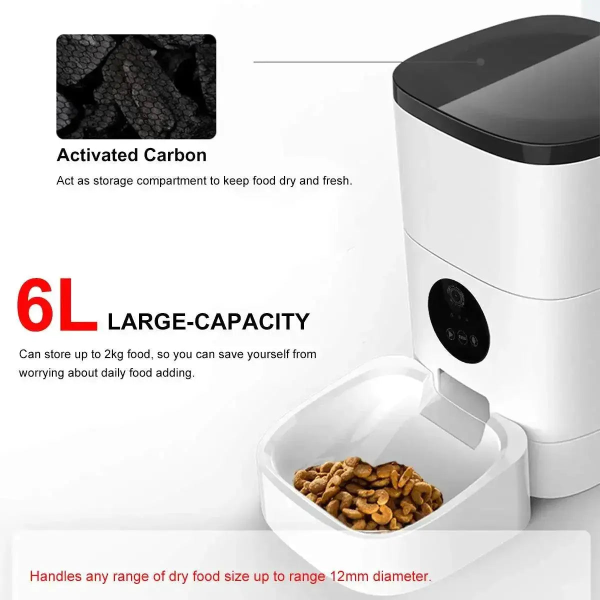 Smart Pet Feeder With HD Camera App Control Large Capacity