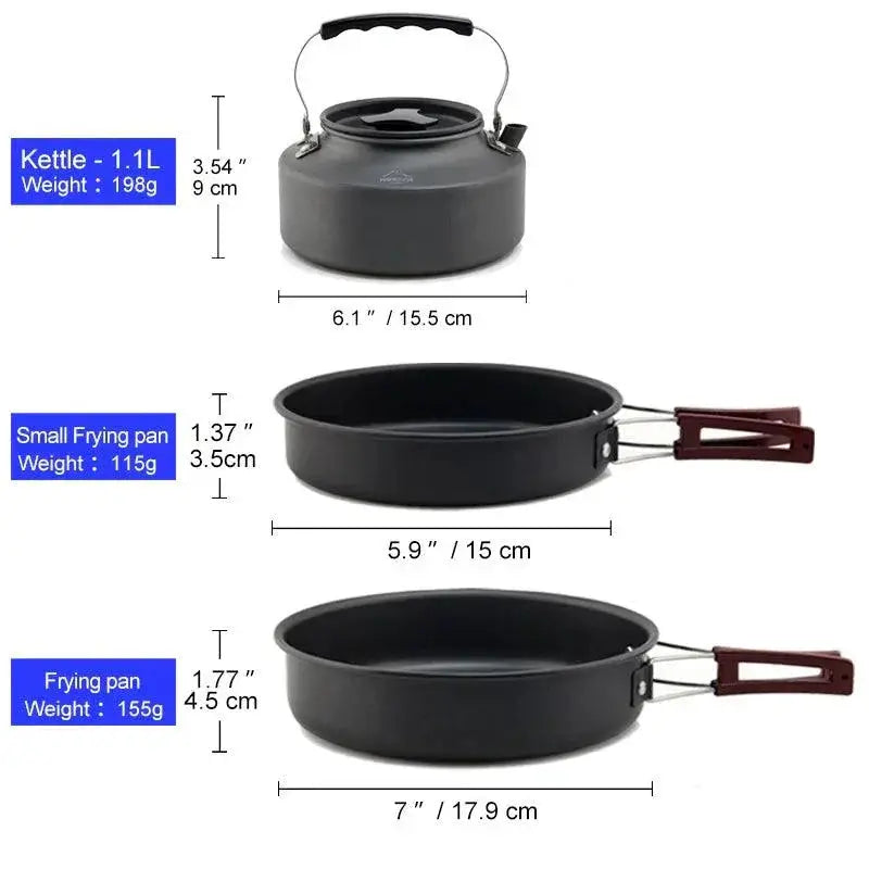 Lightweight Aluminum Camping Cookware Set For Outdoor Use