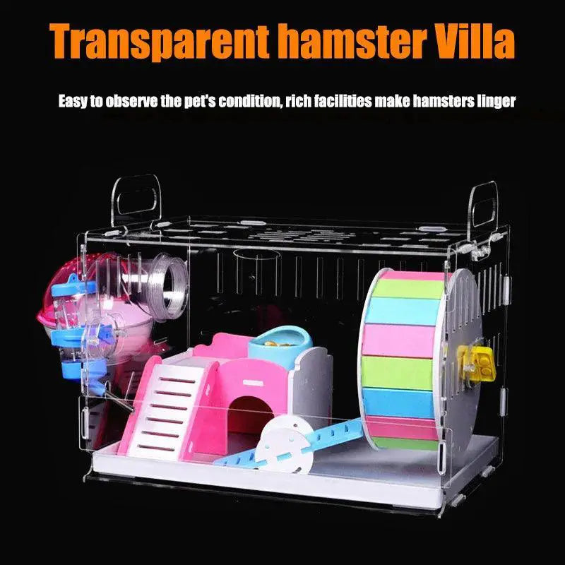 Acrylic Hamster Cage With Villa And Pipes Spacious Living