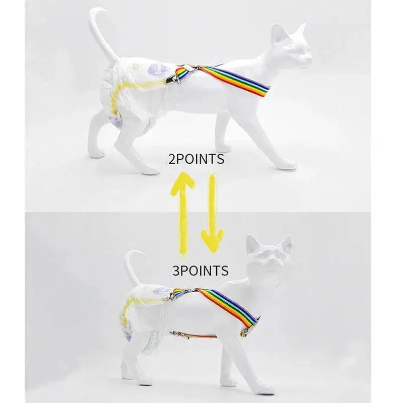 Rainbow Stripe Dog Diaper Suspenders For Pet Clothing