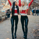 Black Faux Leather Push-Up Leggings for Streetwear Chic