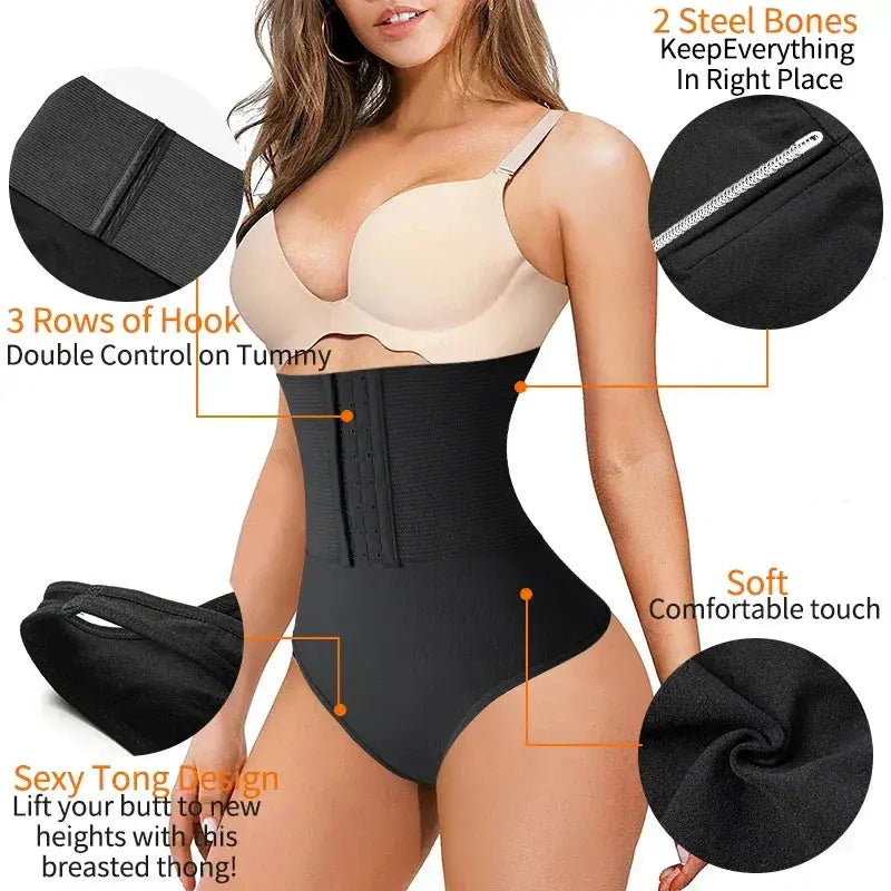 High Waist Tummy Control Thong Slimming Body Shaper Women