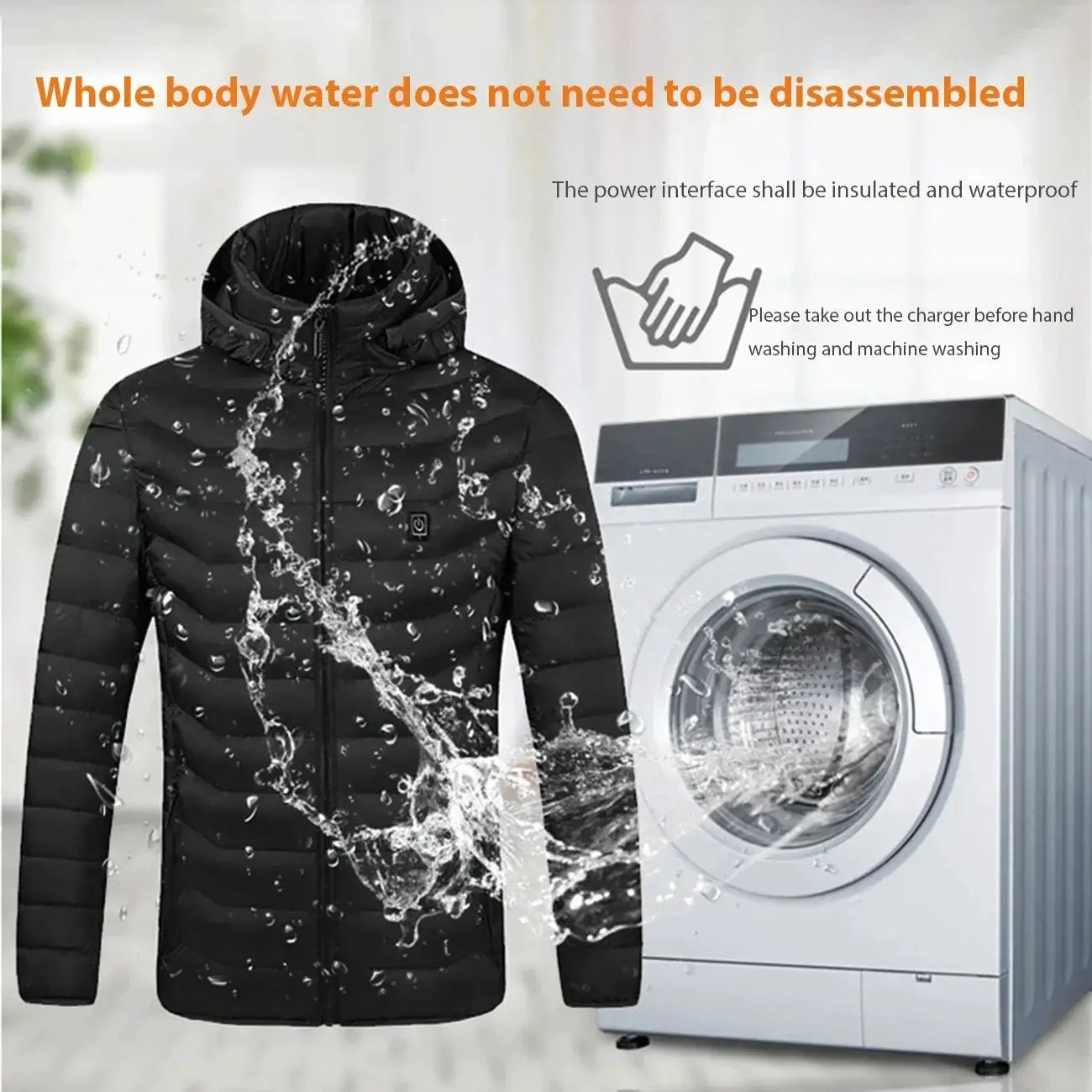 Men Nine Zone Heated Jacket USB Winter Electric Coat