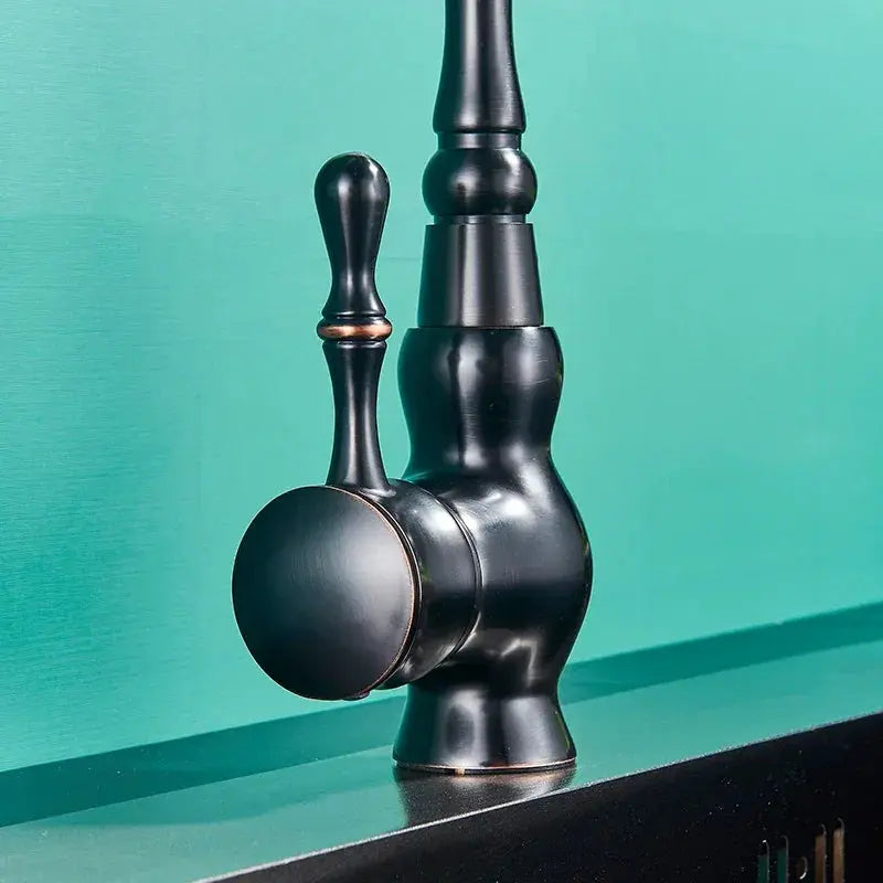 Quyanre Black Bronze Retro Antique Brass Kitchen Faucet - OurLum.com