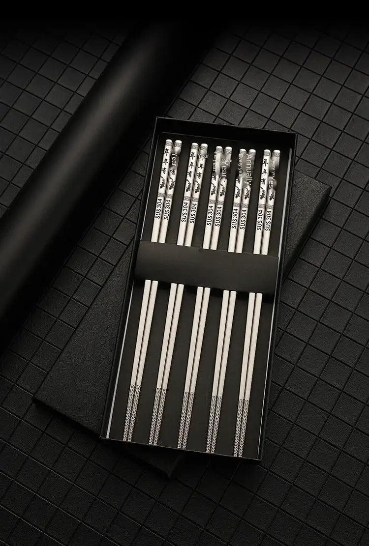 24cm Korean Chopsticks 316L Stainless Steel Laser Engraving Anti Skid - product image 4