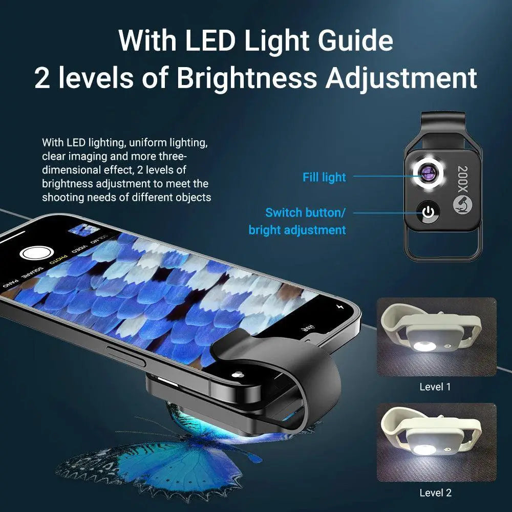 Smartphone Microscope Lens With LED Light High Resolution