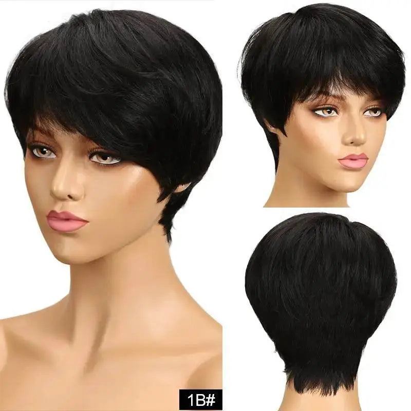 Highlighted Pixie Cut Brazilian Wig Remy Hair Easy Wear