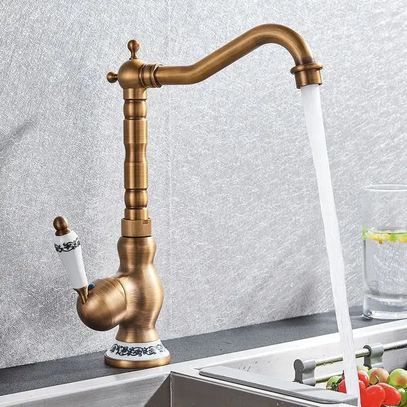 Quyanre Black Bronze Retro Antique Brass Kitchen Faucet - OurLum.com