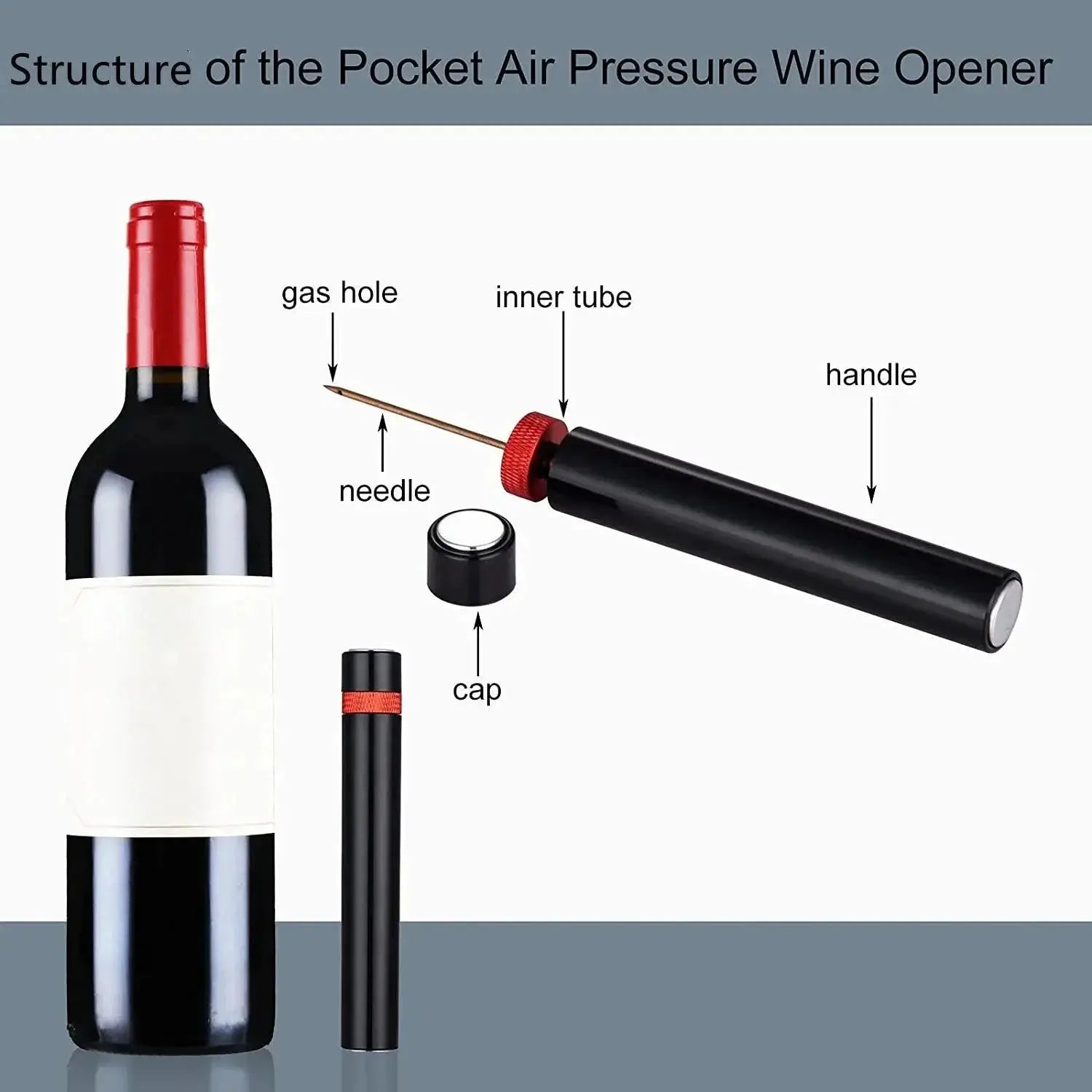 Portable Air Pressure Wine Opener For Easy Cork Removal