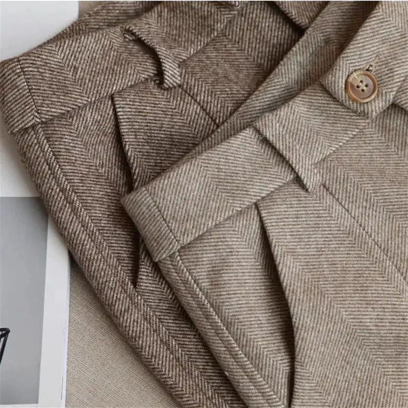 Woolen Harem Pants High Waist Trousers For Winter Warmth