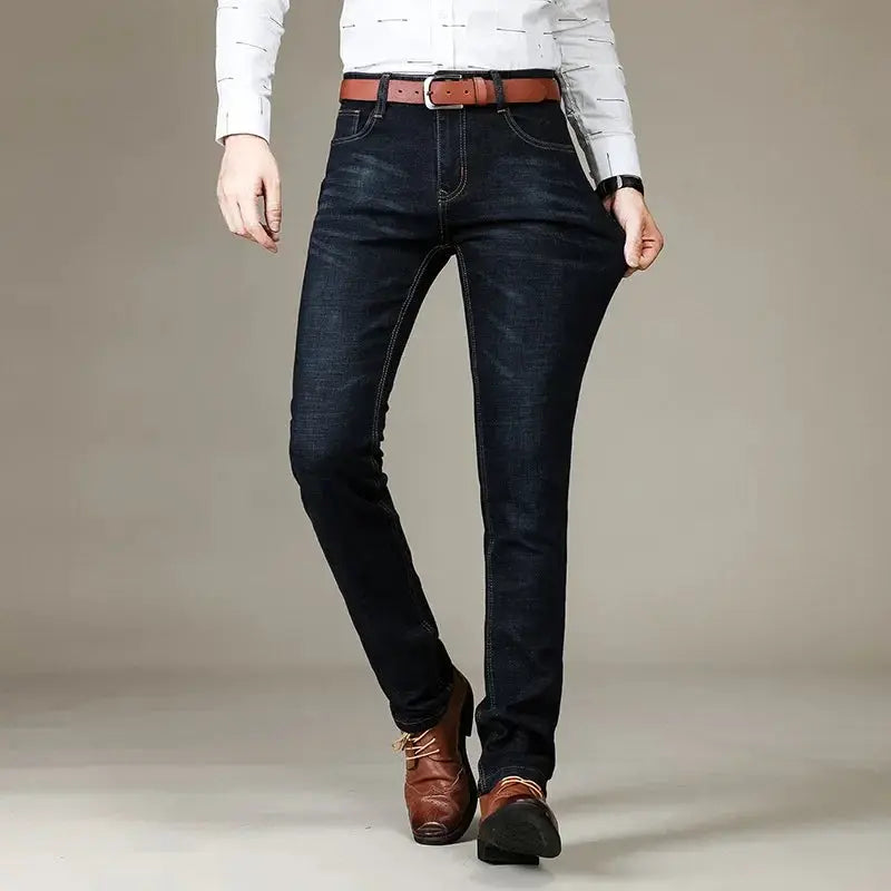 Autumn Classic Men Fitted Stretch Jeans Business Casual