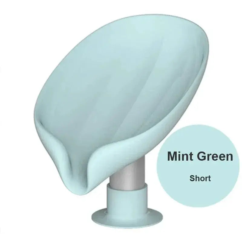 Leaf Shape Soap Dish With Auto Drainage Shower Holder Grey