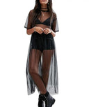 Seductive Black Mesh Maxi Dress Elegance and Allure