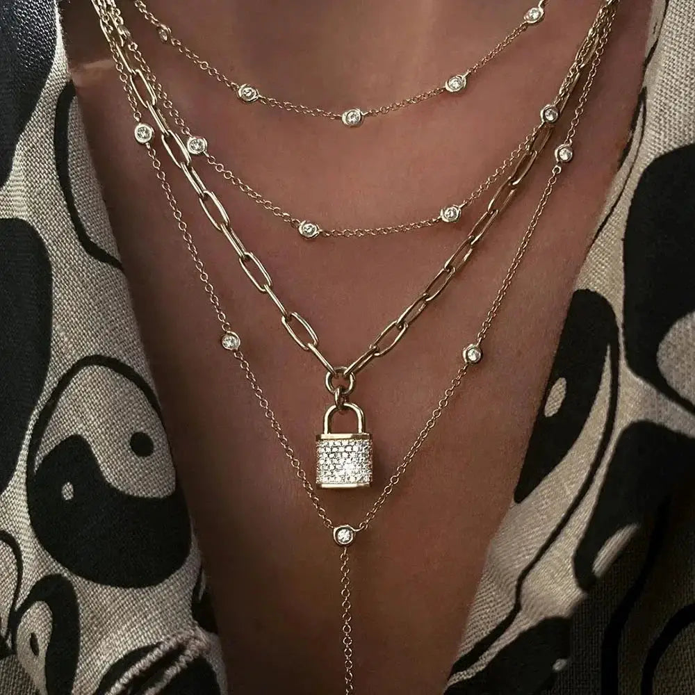 Boho Multi Element Crystal Layered Necklace for Women