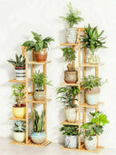 Bamboo 5 / 6 Tier Plant Stand Rack Multiple Flower Pot Holder Shelf Indoor Outdoor