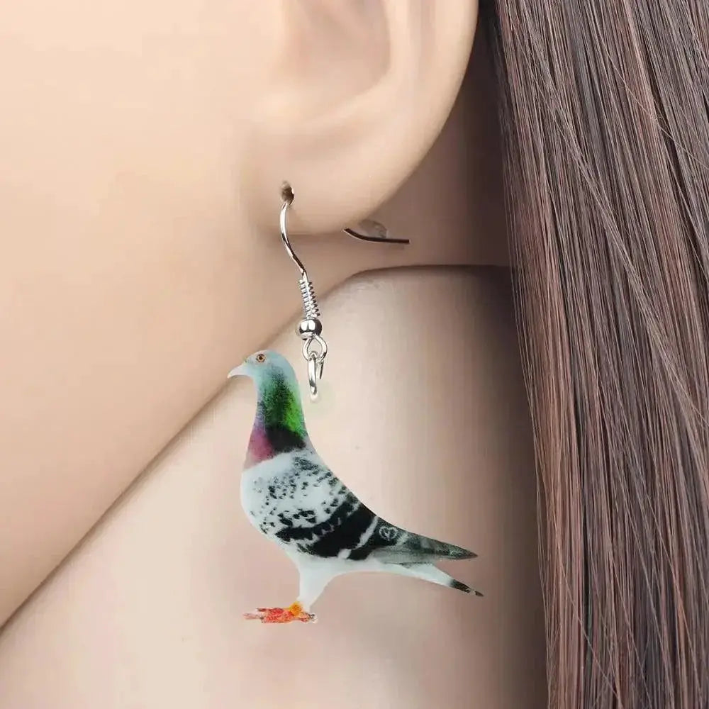 Delicate Whimsical Pigeon Bird Earrings by Hunter Wu