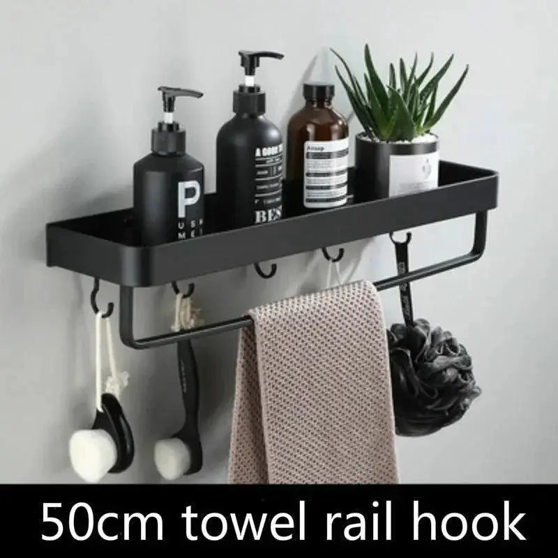 Black Aluminum Bathroom Shelf Organizer For Stylish Storage
