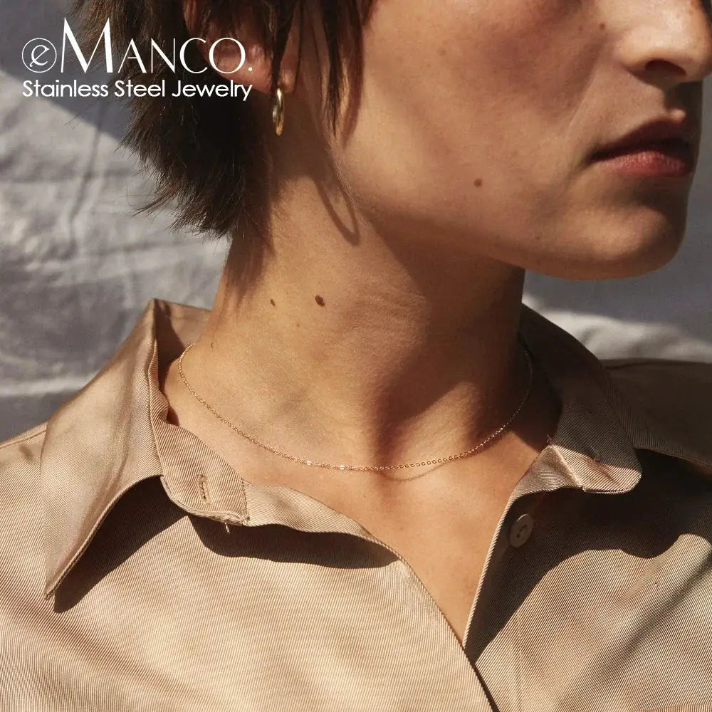 Emanco Fine Chain Necklace Stainless Steel Gold Pendants