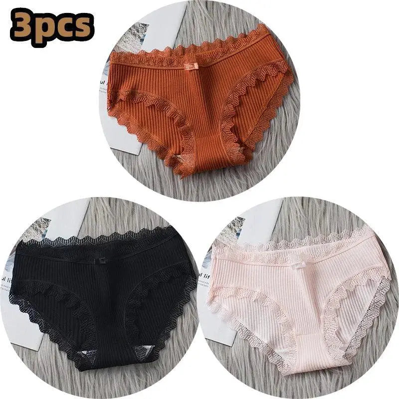 Soft Cotton Lace Panties Set Comfortable Lingerie Trio