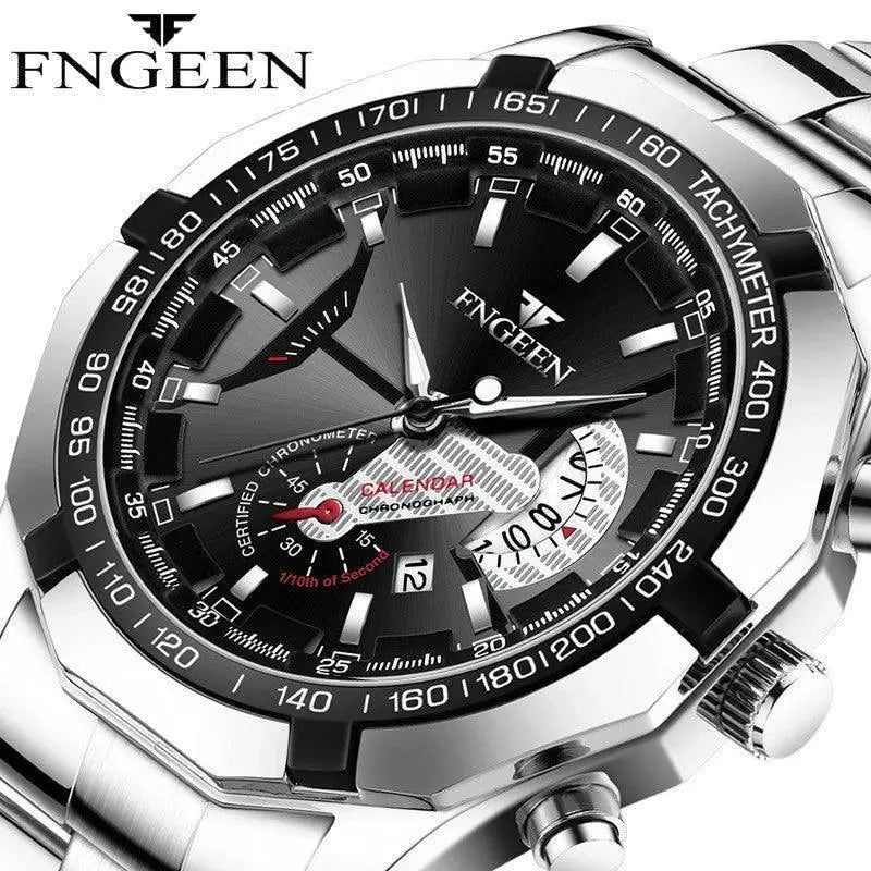 Elegant Stainless Steel Watch for Men Waterproof Calendar