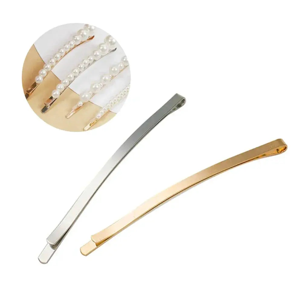 5 Pack Metal DIY Snap Hair Clips Gold Silver Accessories