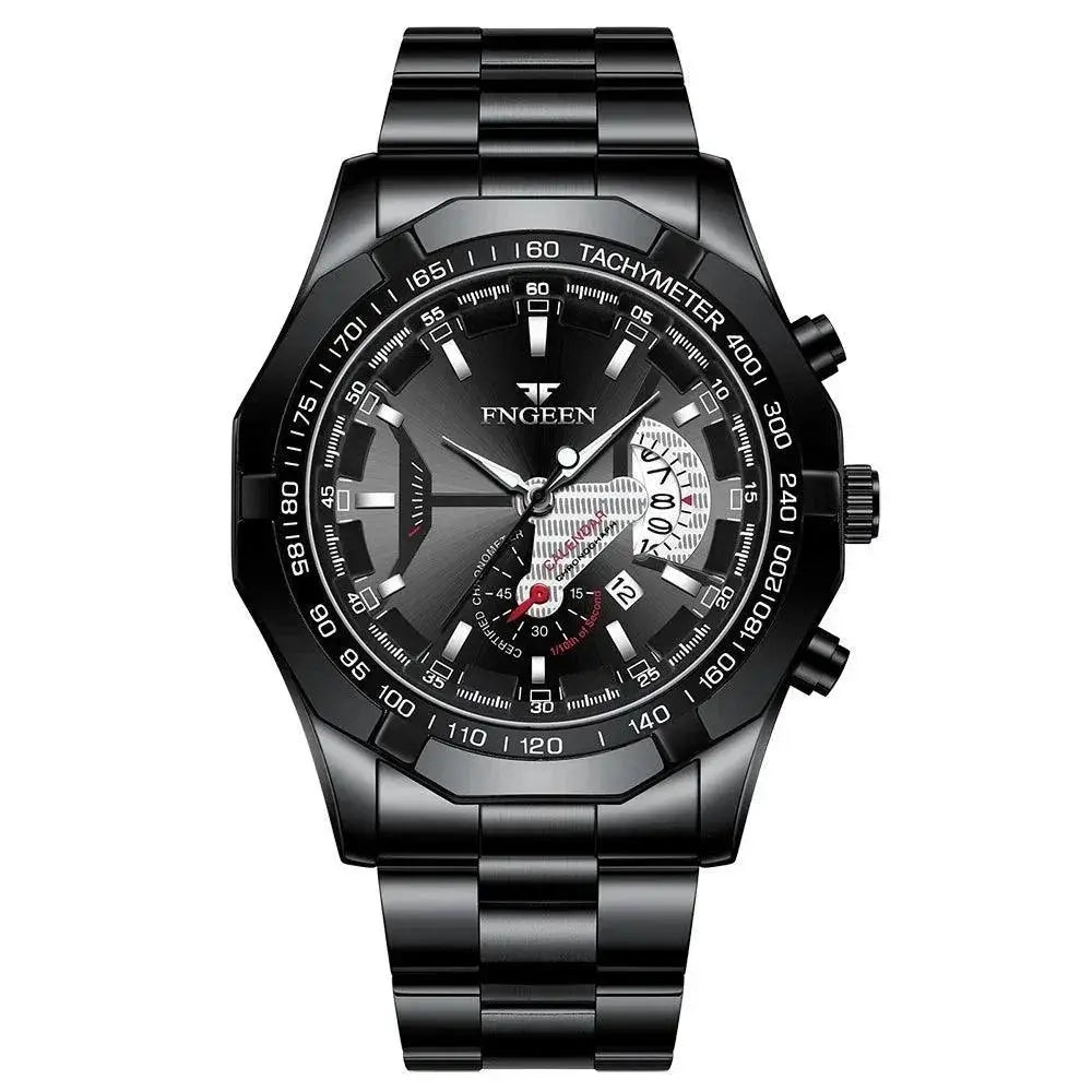Elegant Stainless Steel Watch for Men Waterproof Calendar