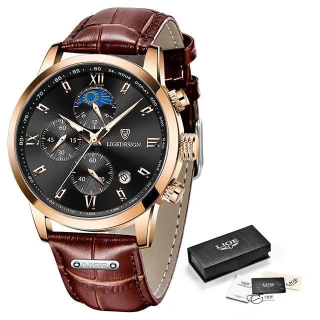 Chronograph Leather Watch for Men Quartz — product view