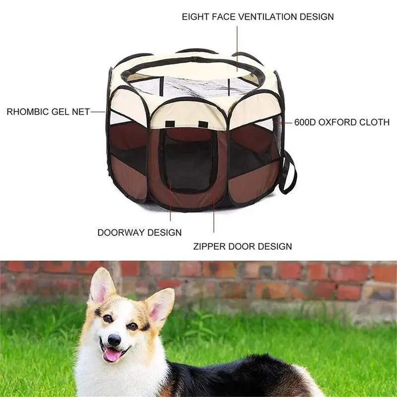 PetEase Portable Octagon Pet Playpen With Rolling Door