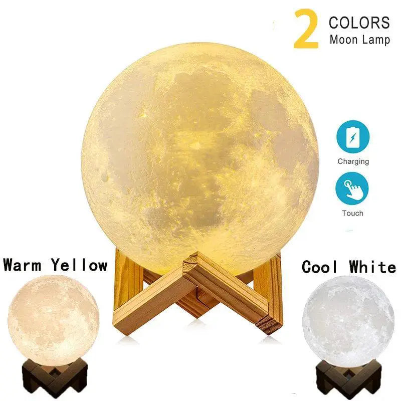 Rechargeable Remote Control 3D Moon Lamp With 16 Color LED