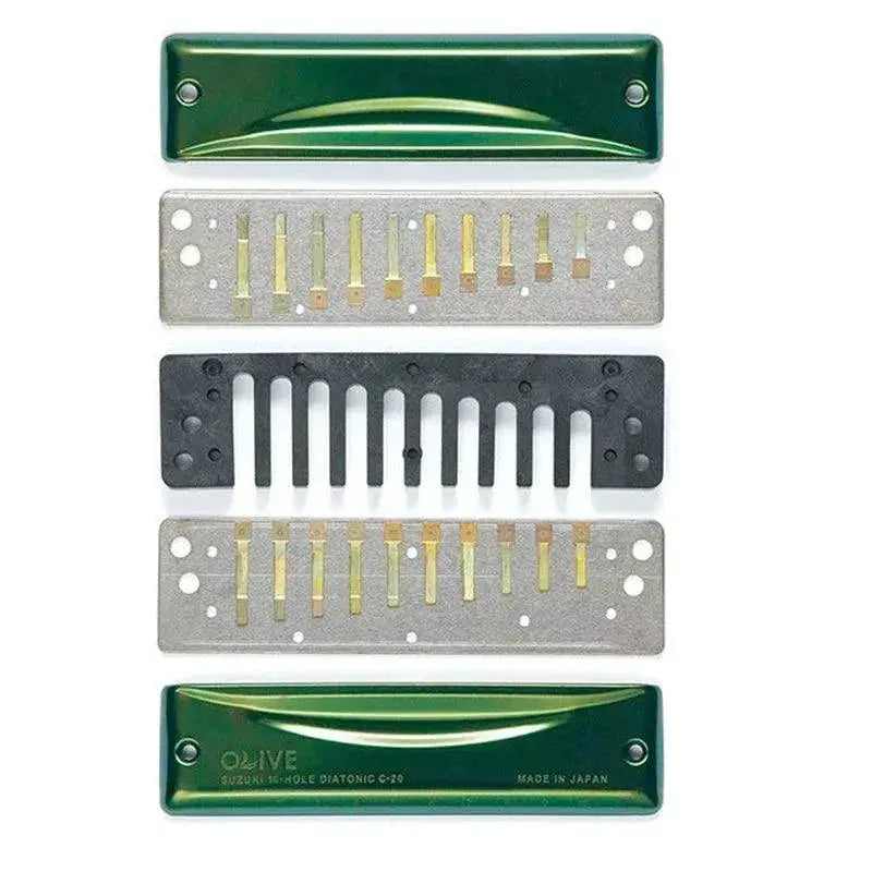 Suzuki Olive C 20 Diatonic Harmonica Key of C Olive Green