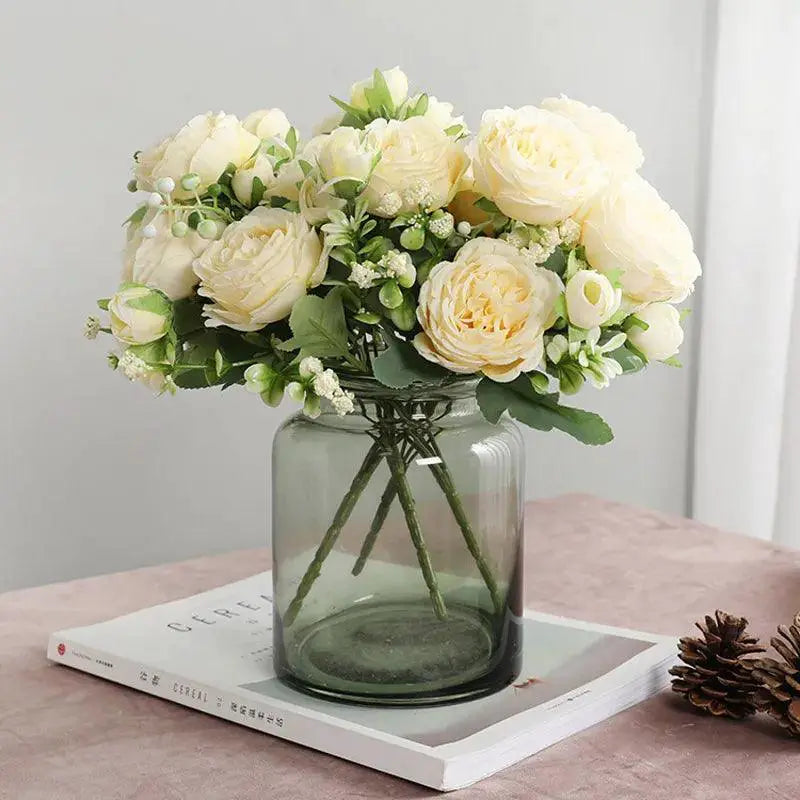 Rose Pink Silk Peony Bouquet Silk Flower Wedding Decor