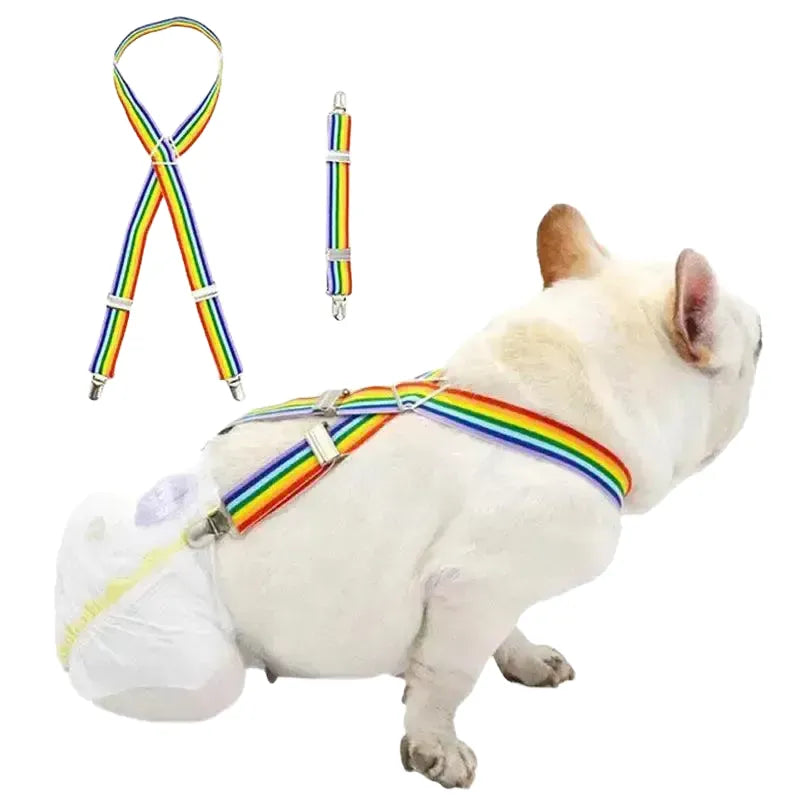 Rainbow Stripe Dog Diaper Suspenders For Pet Clothing