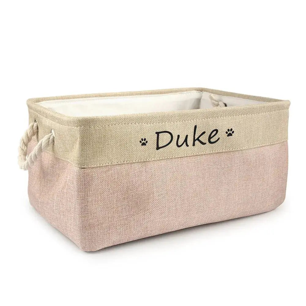 Personalized Pet Toy Storage Box With Custom Name Clothes