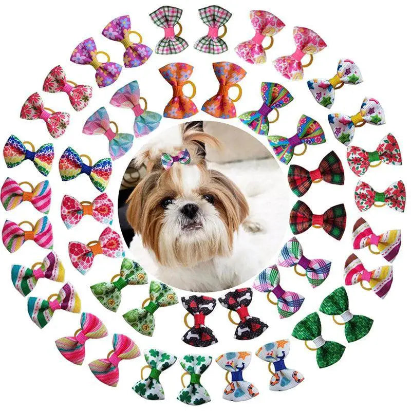 Cute Dog Hair Bows and Balls Set for Pet Grooming Fun