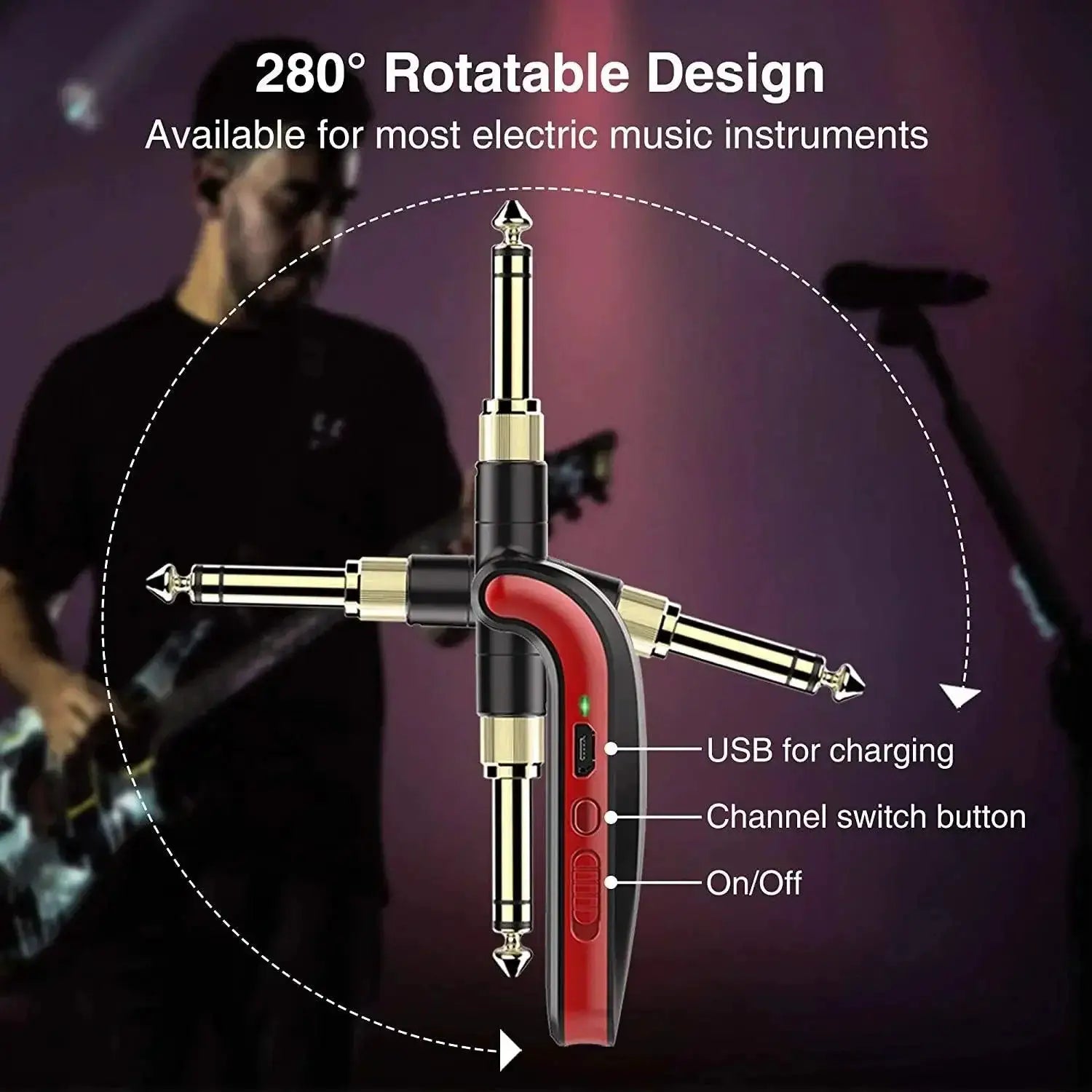 Lekato WS60 Wireless Guitar Transmitter 2 In 1 Receiver