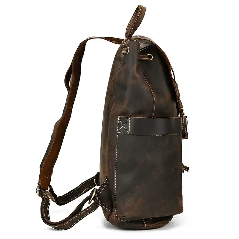 Vintage Men's Genuine Leather Backpack for Laptop Cowhide School Bag for Teenagers Crazy Horse Leather Rucksack Men School Bag