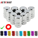 AUTCOAT Aluminum Alloy Tire Valve Caps for Cars and Motorcycles