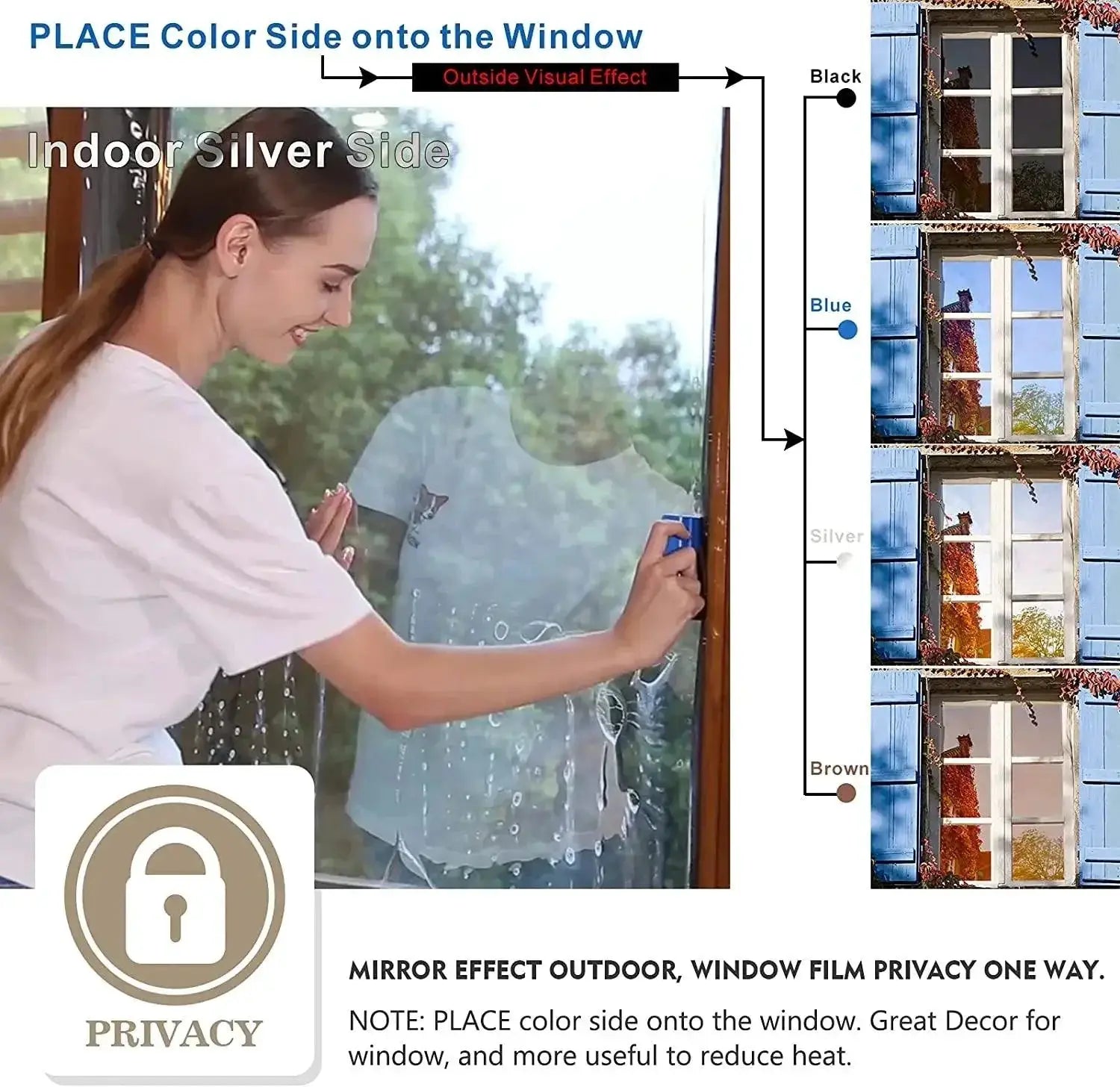 Mirror Privacy Film Daytime Window UV Blocking Heat Control