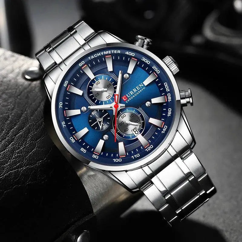 Curren Chronograph Watch Stainless Steel Waterproof Sport