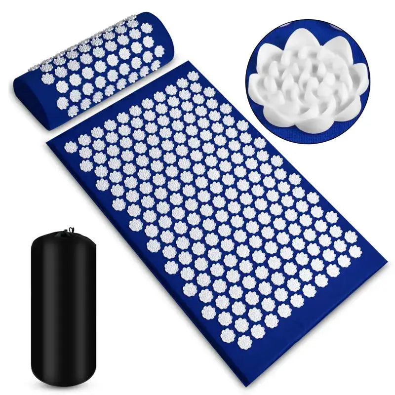 3Pcs Yoga Acupressure Mat and Pillow Set Acupuncture Long Massage Cushion Neck Back Feet Massager Relieve Stress Pain Massager