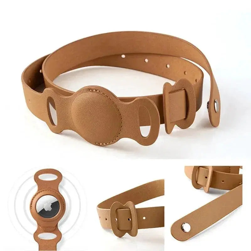 Premium Leather Pet Collar With Apple AirTag Tracker