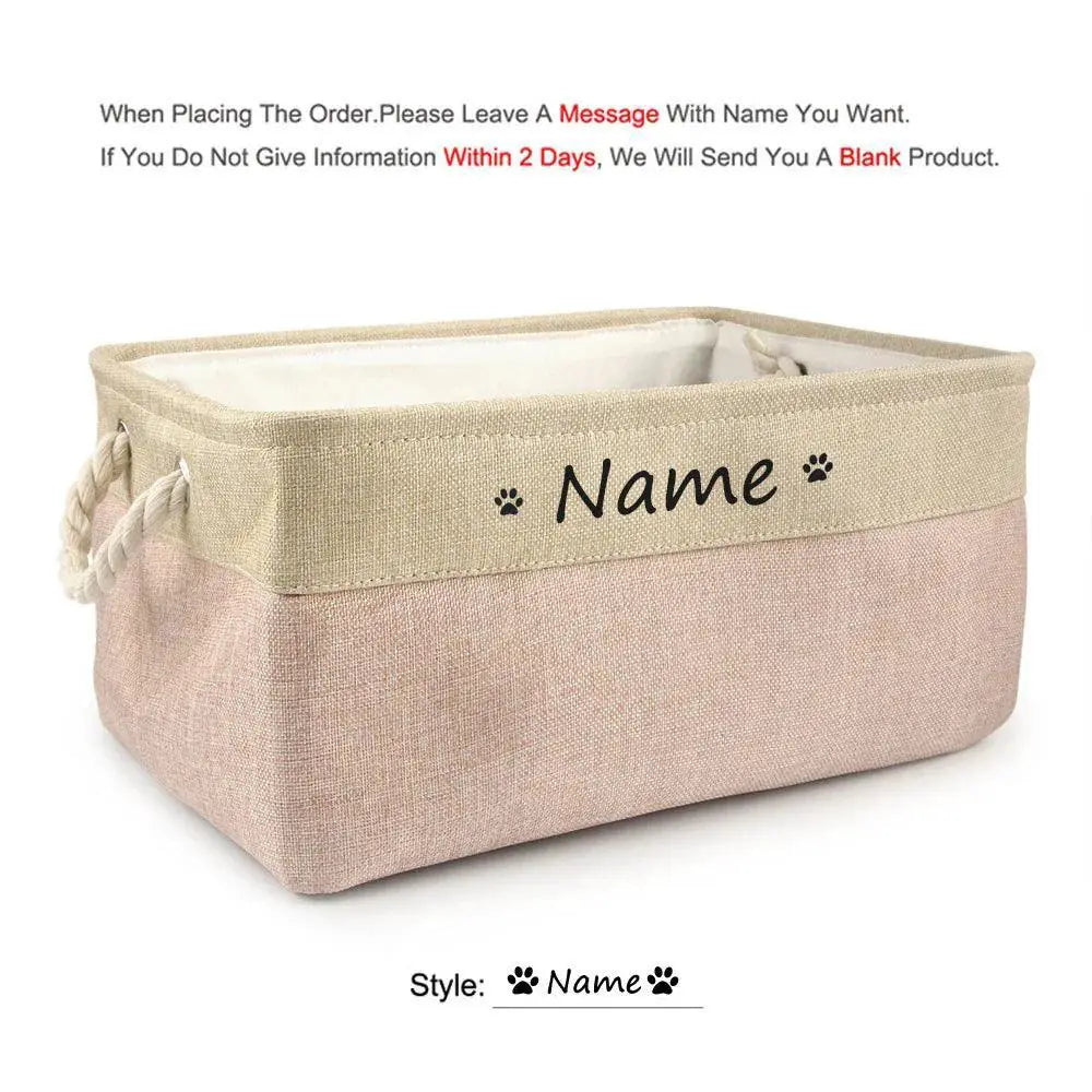 Personalized Pet Toy Storage Box With Custom Name Clothes