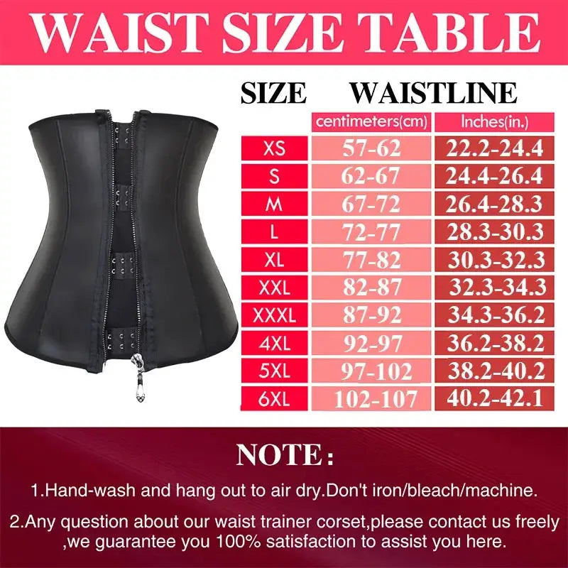 Zippered Latex Waist Trainer Corset For Women Slimming
