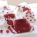 Strawberry Heart Lace Cotton Briefs Soft High-Rise Lingerie